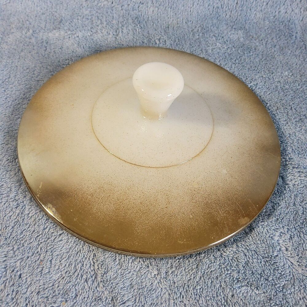 Vintage Federal Glass Mesa Gold Ombre Milk Glass Replacement Casserole Lid 6.5"